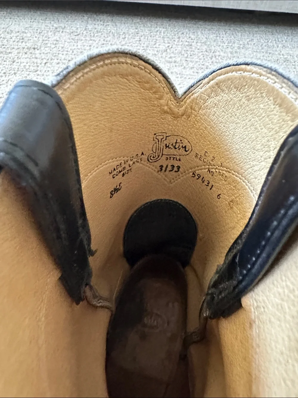 Justin Boots Black Leather Mid-Calf Western Pull-On Boots